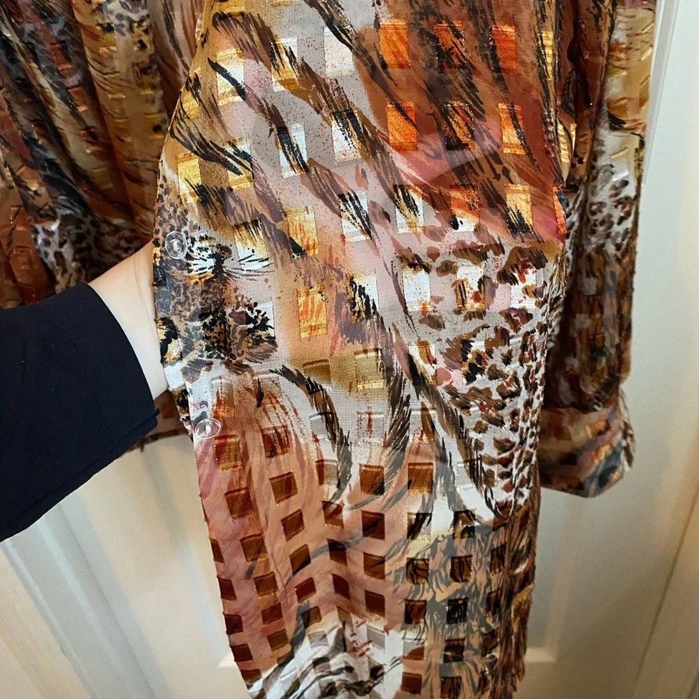 Vintage Semi-Sheer Animal Print Blouse - Picture 6 of 7